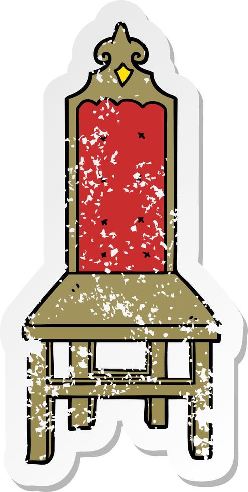 distressed sticker of a fancy cartoon chair vector