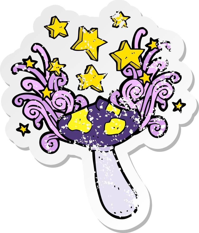 retro distressed sticker of a cartoon toadstool vector