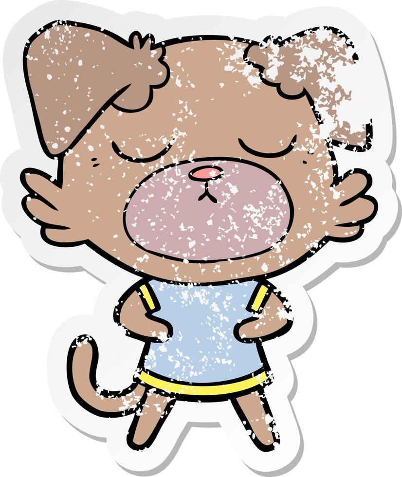 distressed sticker of a cute cartoon dog vector