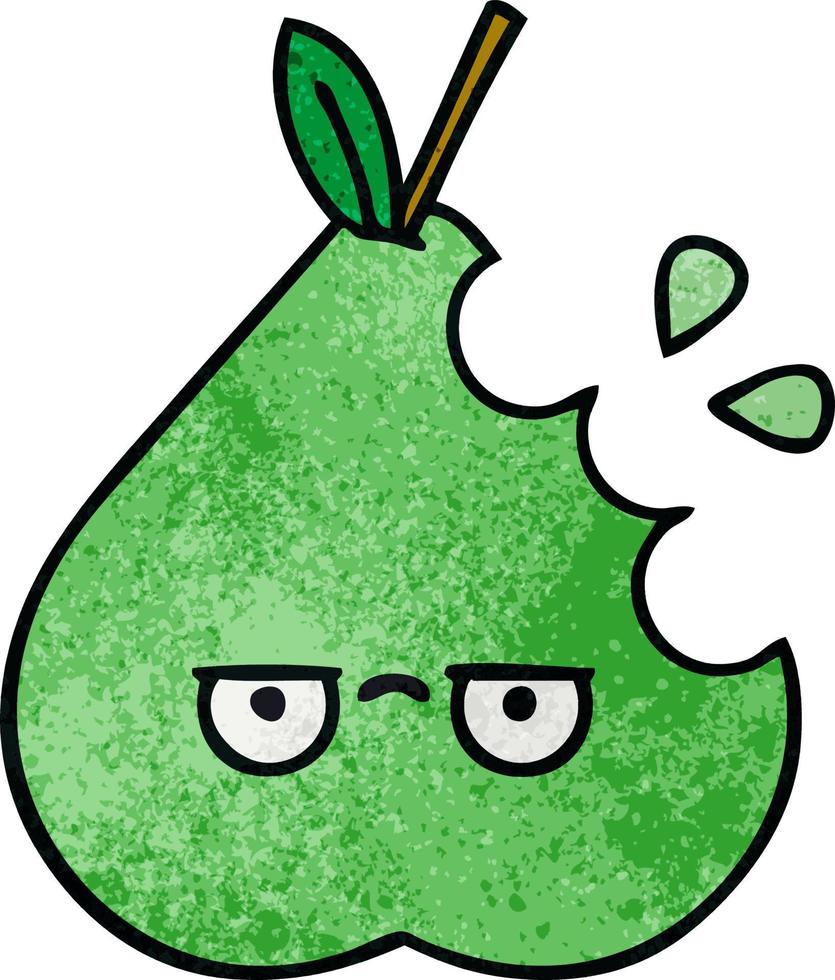 retro grunge texture cartoon green pear vector