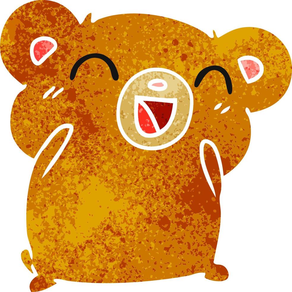 dibujos animados retro kawaii lindo oso de peluche vector