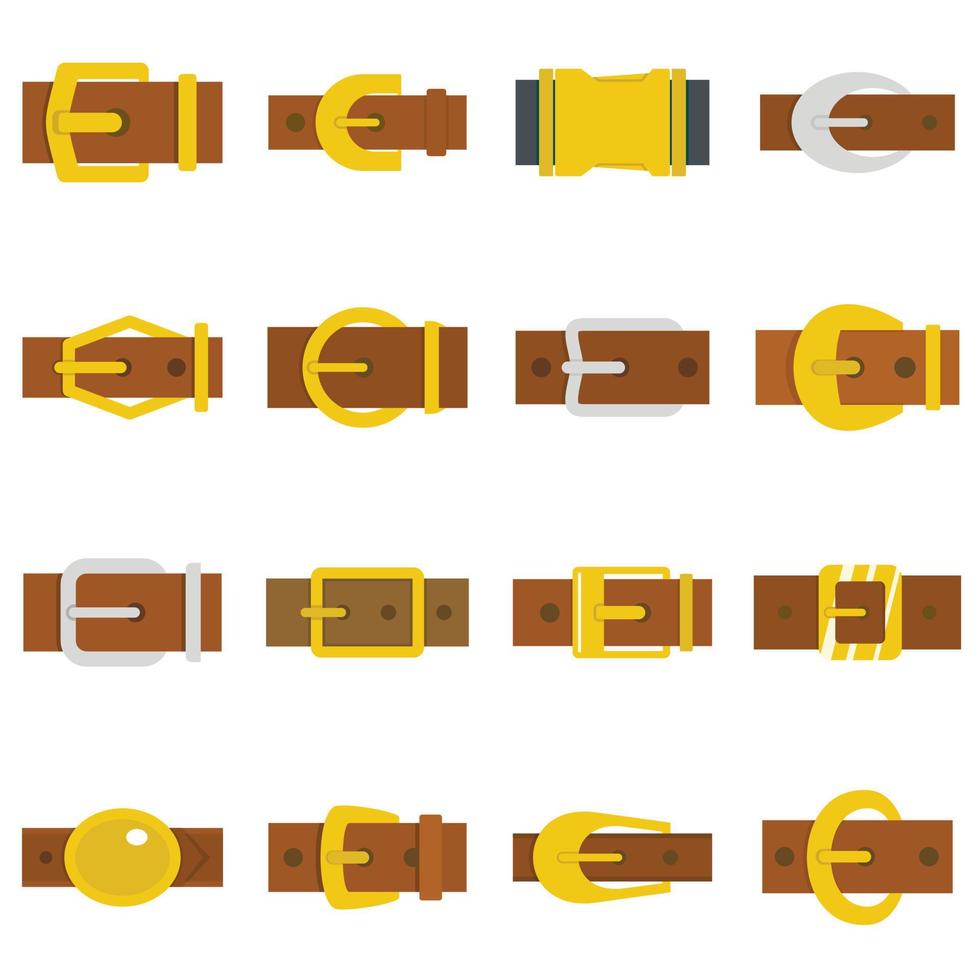 Belt buckles icons set in flat style vector