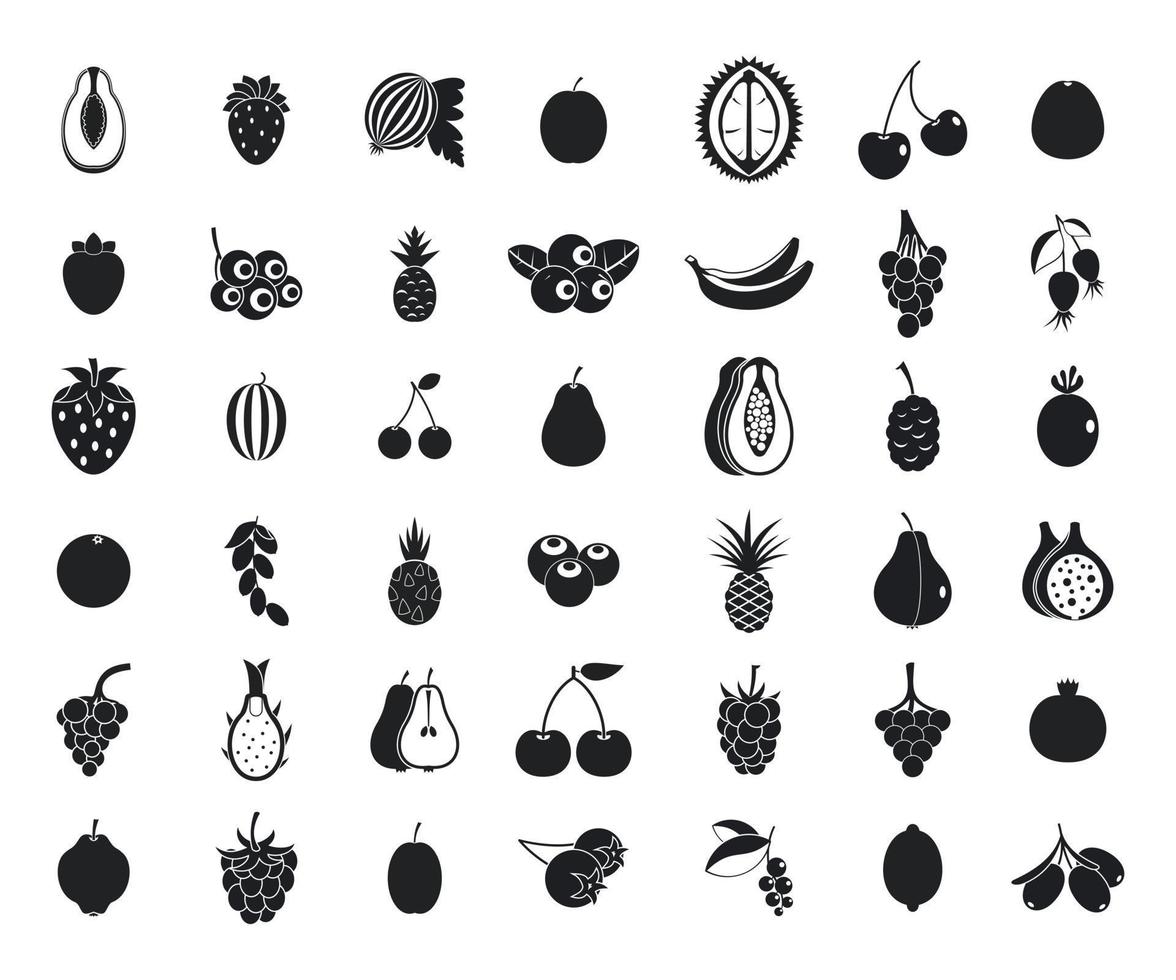 Fruits icon set, simple style vector