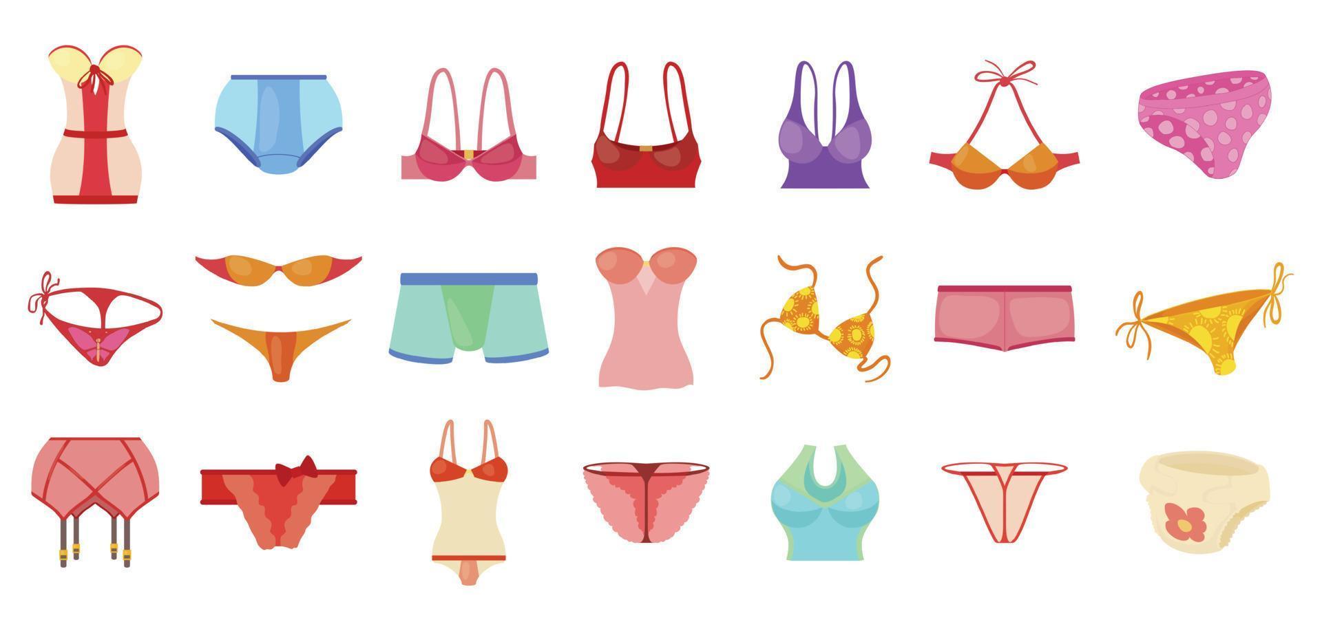 Underwear icon set, cartoon style vector