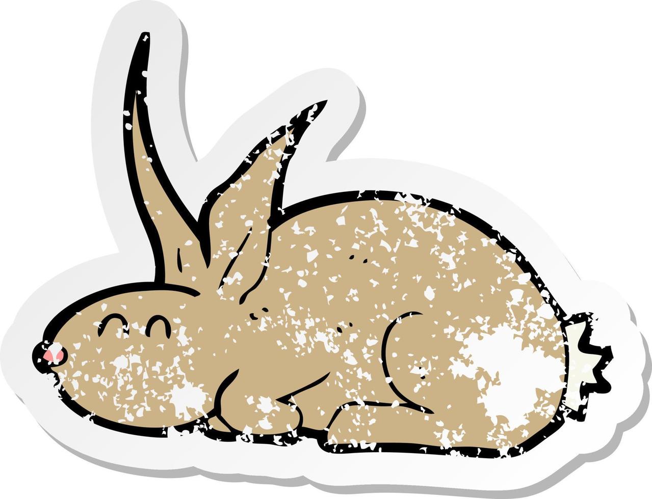 retro distressed sticker of a cartoon rabbit vector