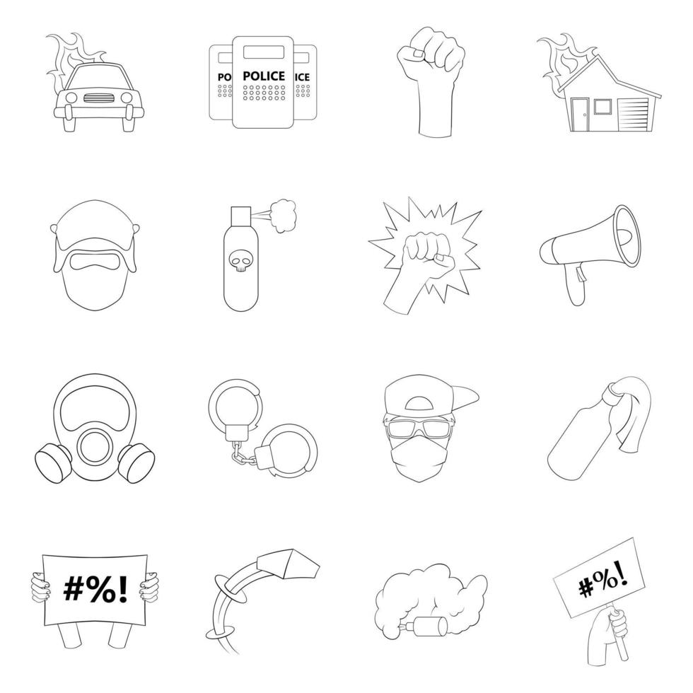 Protest items icon set outline vector