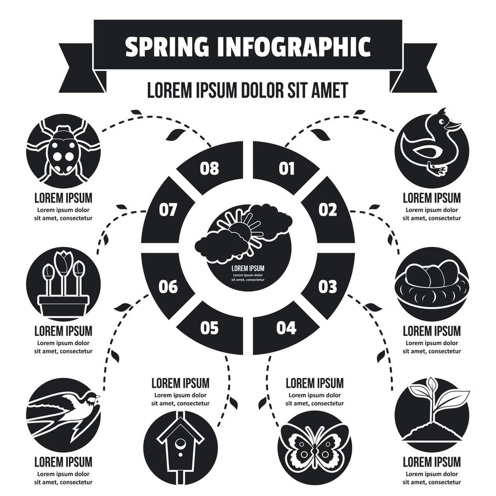 concepto infográfico de primavera, estilo simple vector