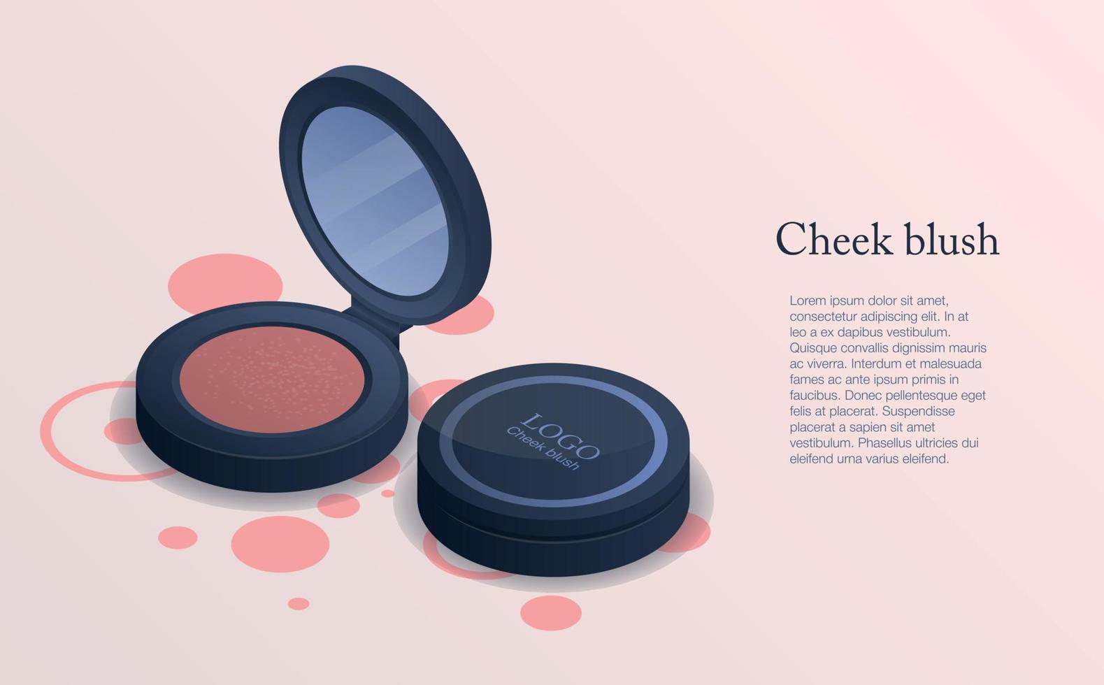 Cheek blush concept background, isometric style vector