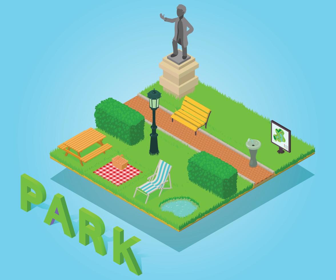 banner de concepto de parque, estilo isométrico vector