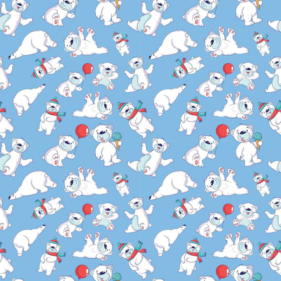 Bear pattern seamless, cartoon style vector
