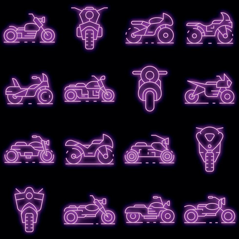 conjunto de iconos de moto neón vectorial vector