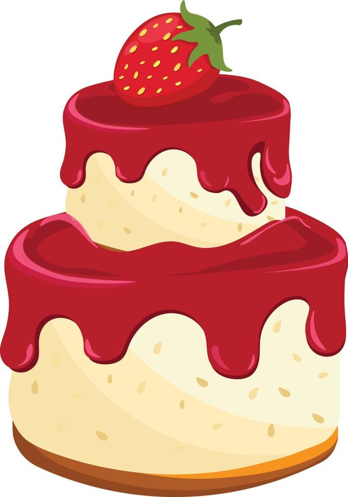 sweet chocolate and strawberry cake vector