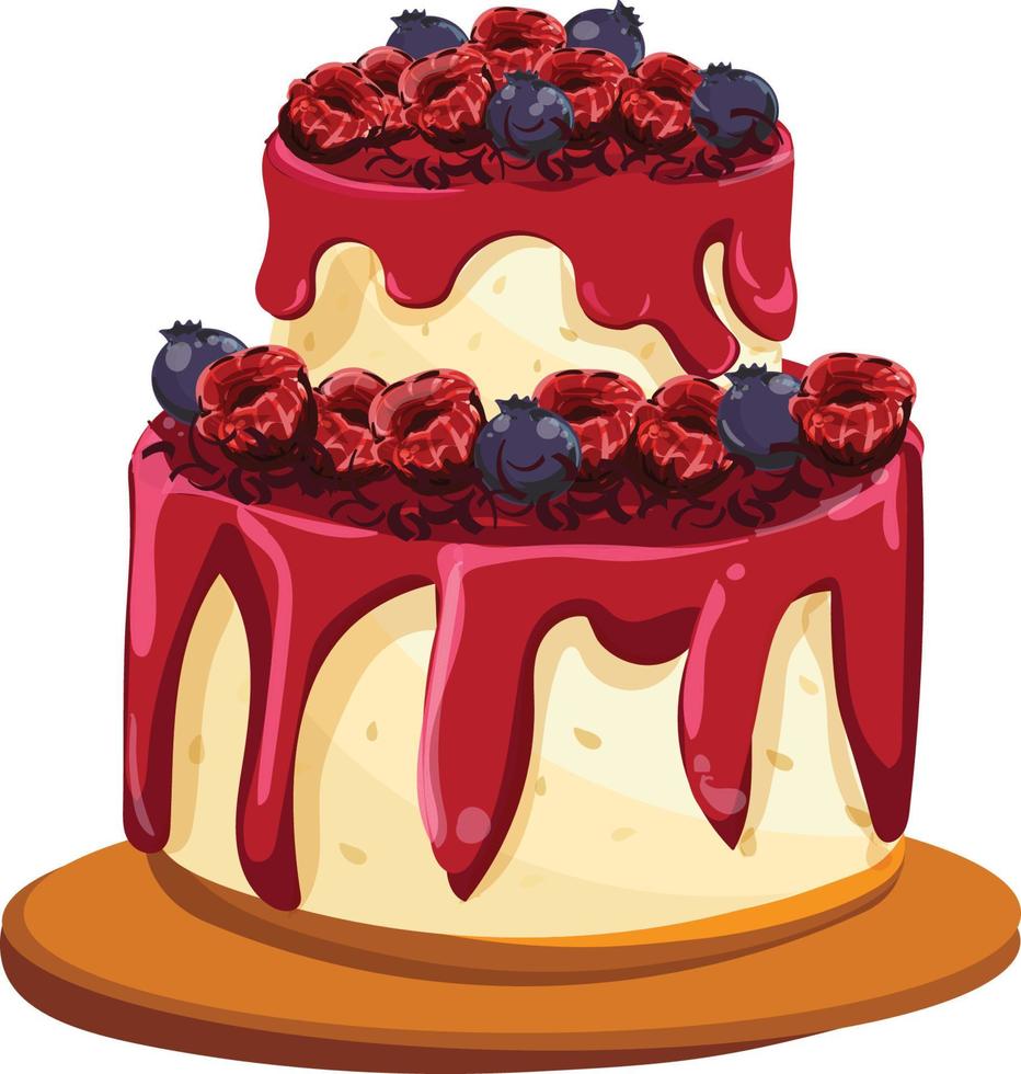 sweet chocolate and strawberry cake vector