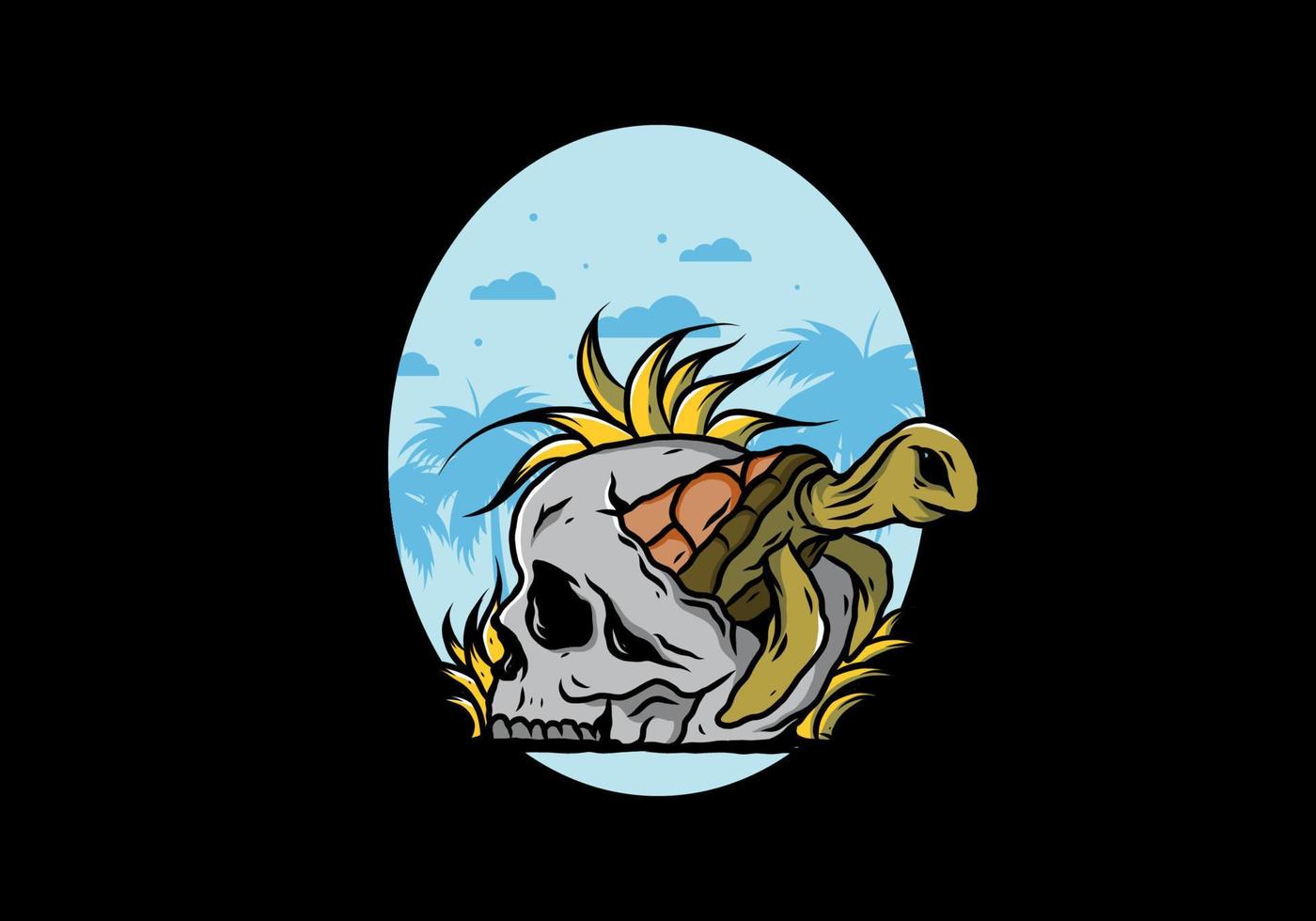 Sea turtle in the skull illustration vector
