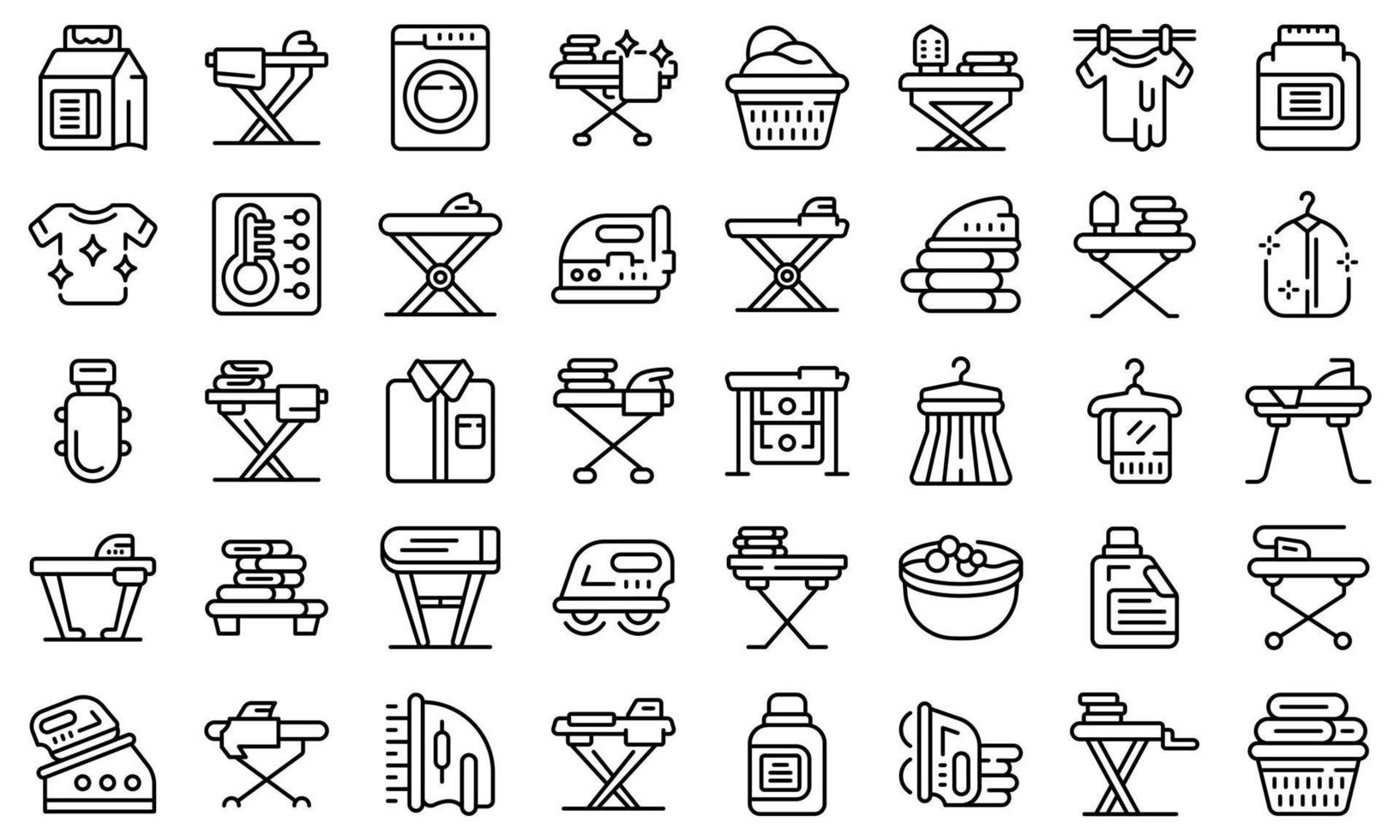 Ironing board icons set outline vector. Laundry cloth vector