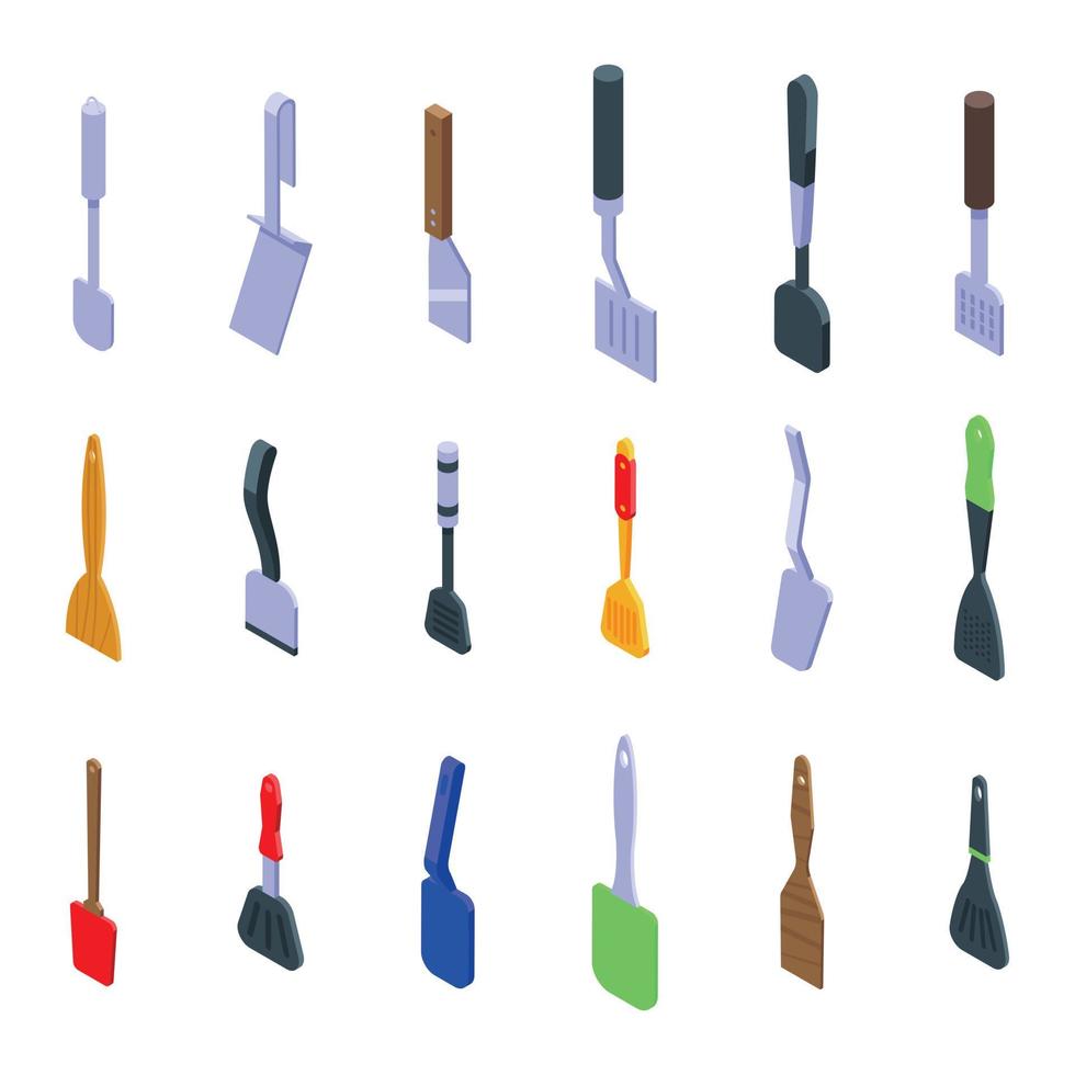 Spatula icons set isometric vector. Baking accessory vector