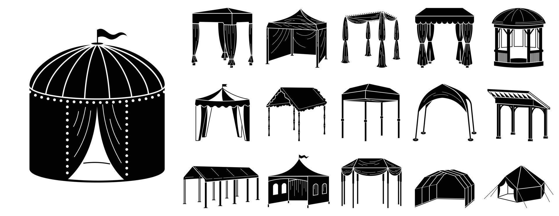 Canopy icon set, simple style vector