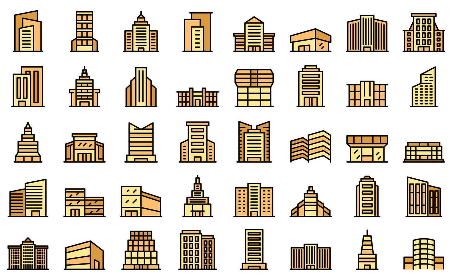 iconos de centro de negocios conjunto vector plano