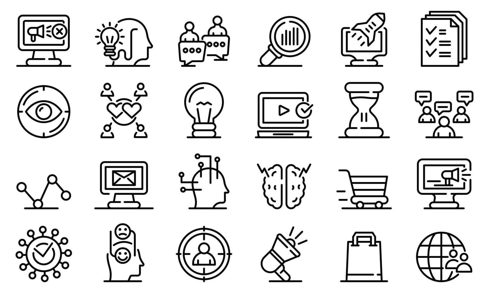 Neuromarketing icons set, outline style vector