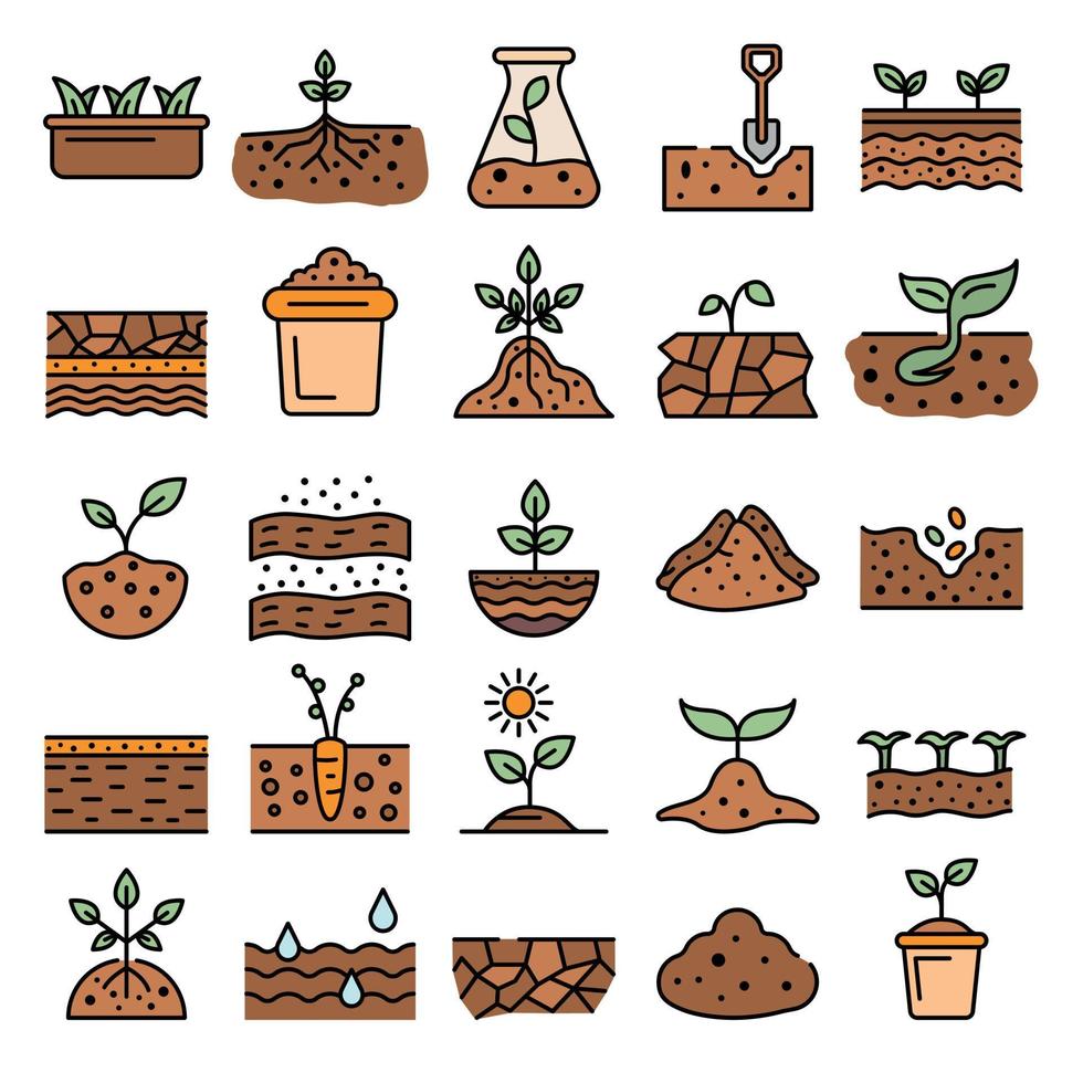 Soil ground icons vector flat