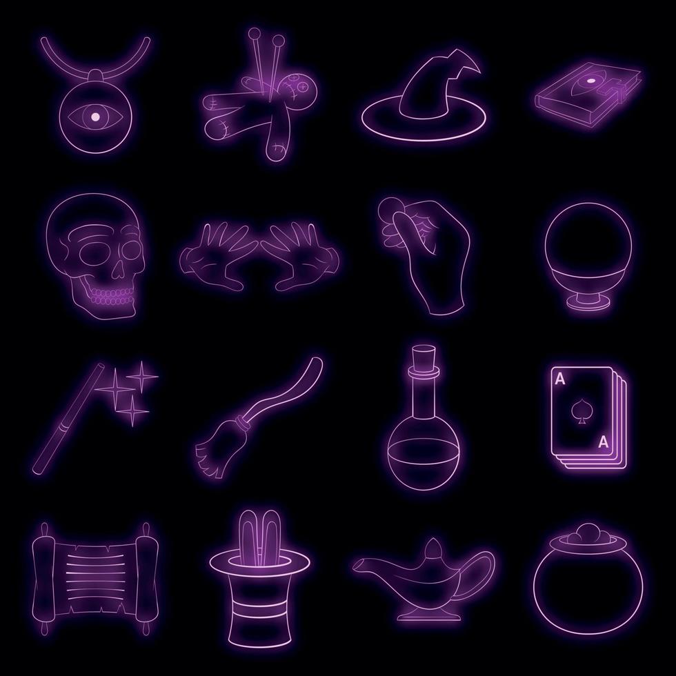 conjunto de iconos mágicos neón vectorial vector