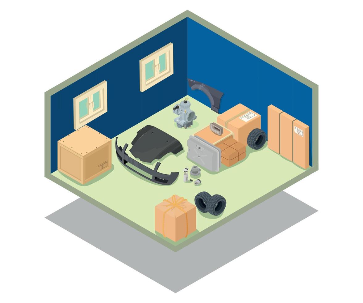 Storage area concept banner, isometric style vector