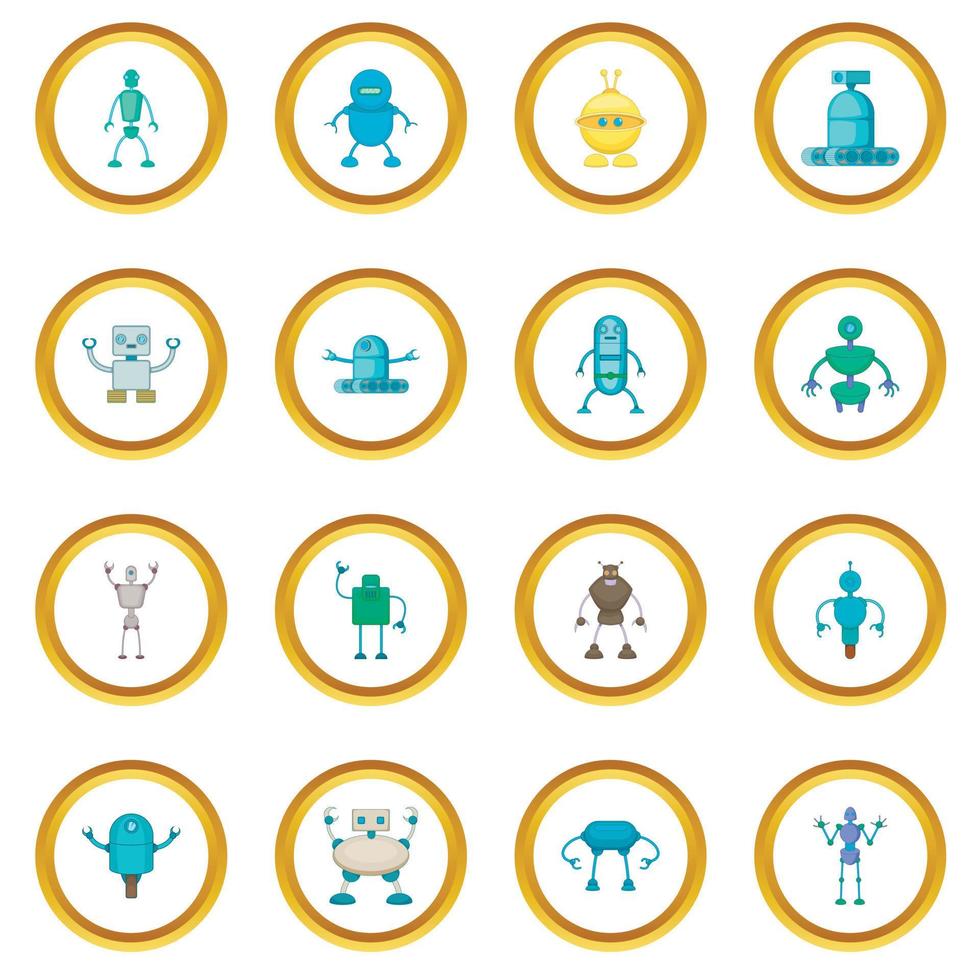 Robot icons circle vector