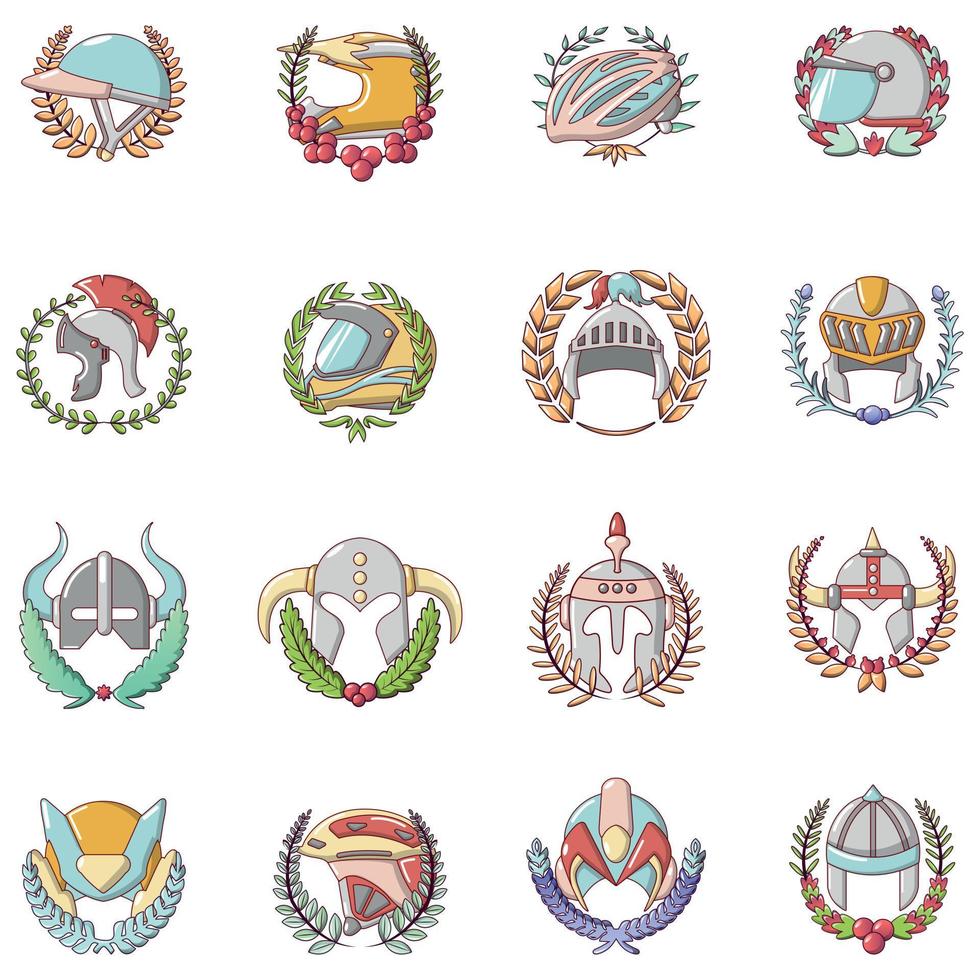 Victory icons set, cartoon style vector