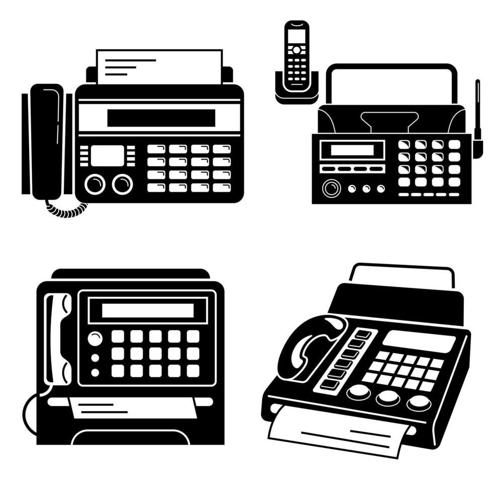 Fax icons set, simple style vector