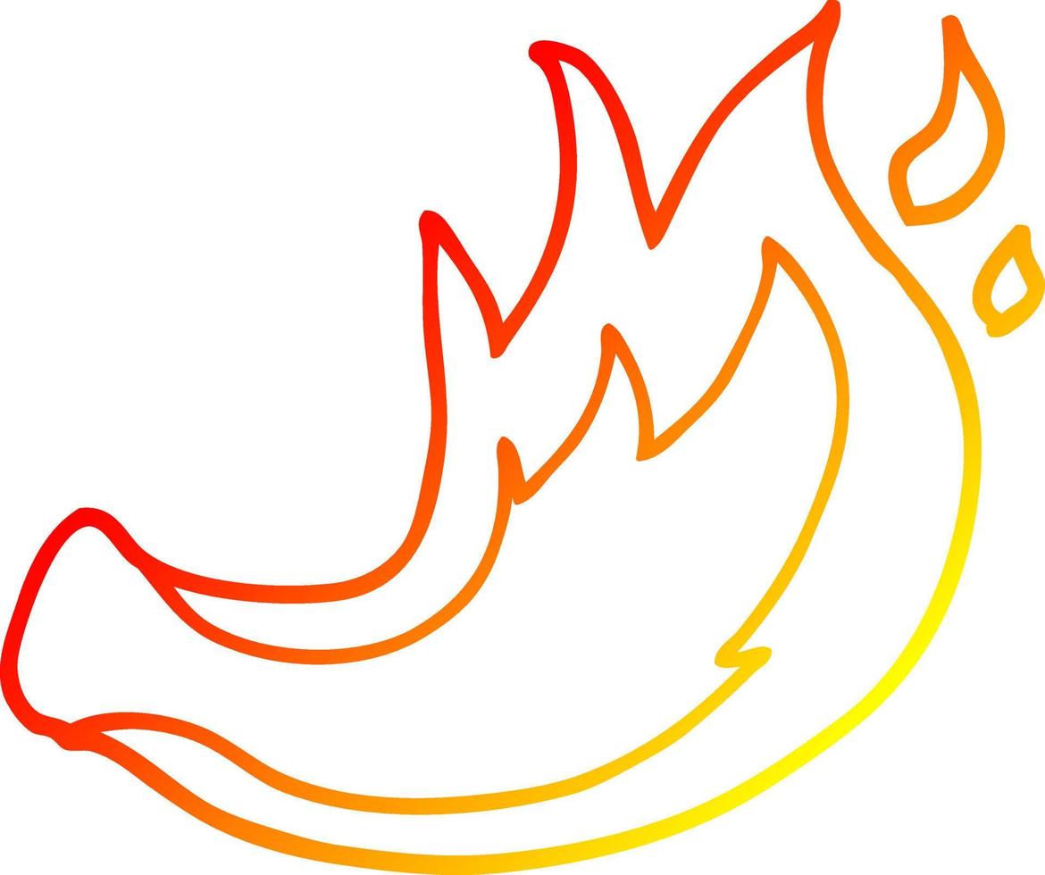 warm gradient line drawing cartoon flame vector