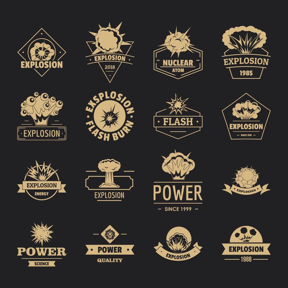 Explosion power logo icons set, simple style vector