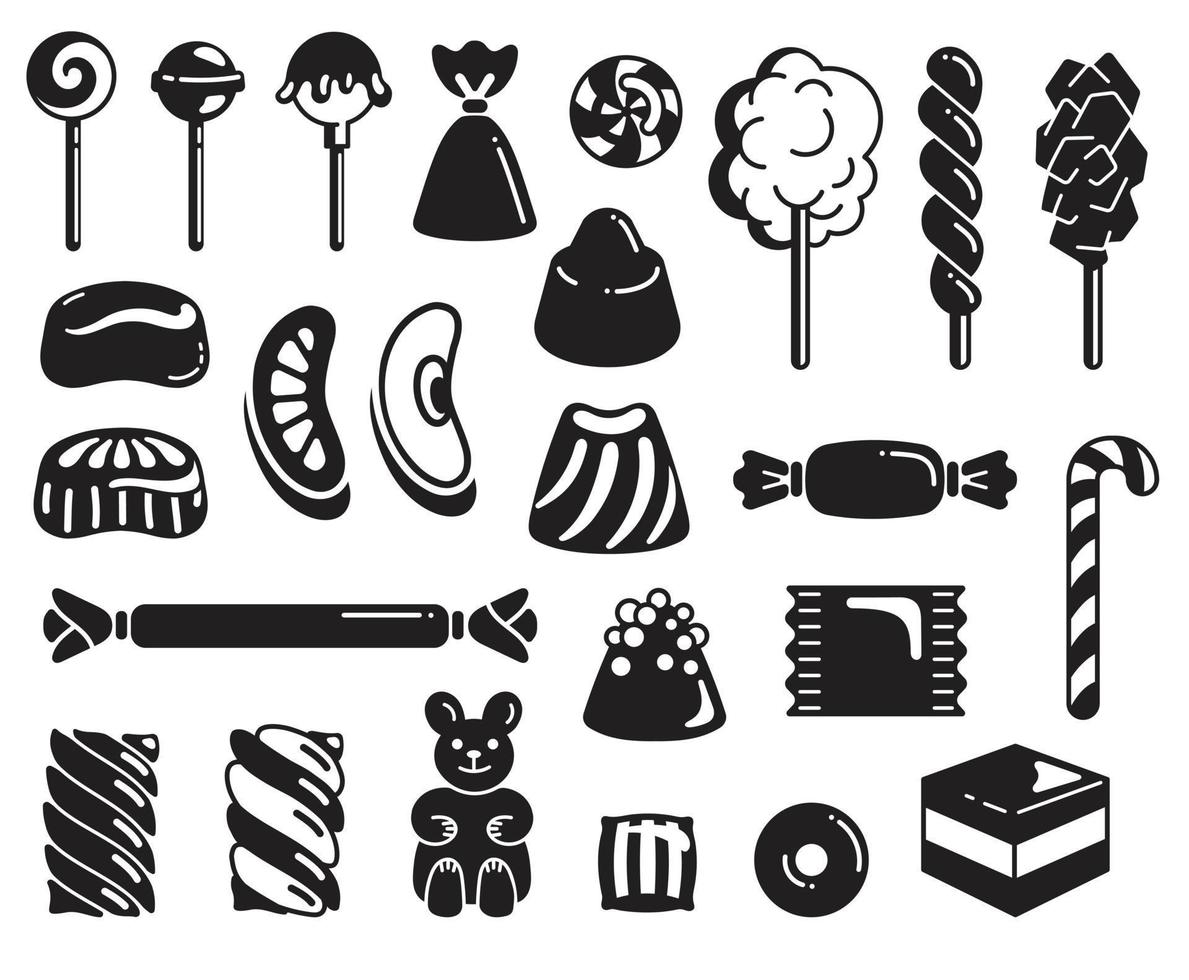 Candy icon set, simple style vector