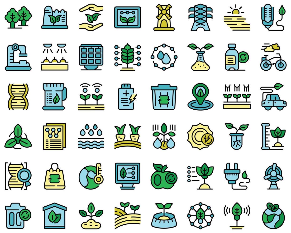 Natural technology icons set vector flat