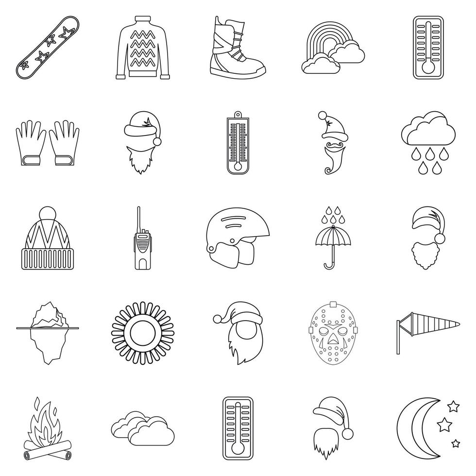Hockey stuff icons set, outline style vector