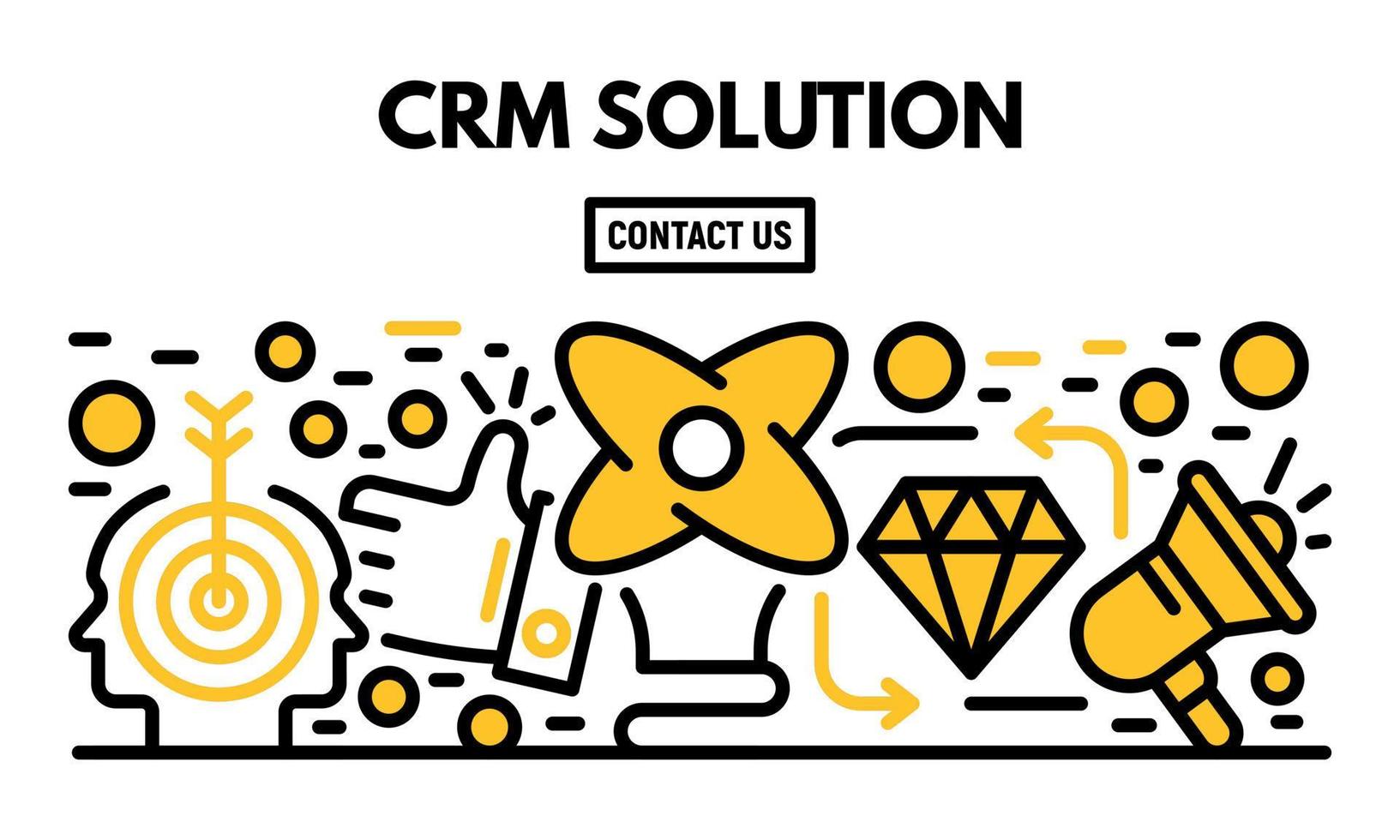 CRM banner, outline style vector