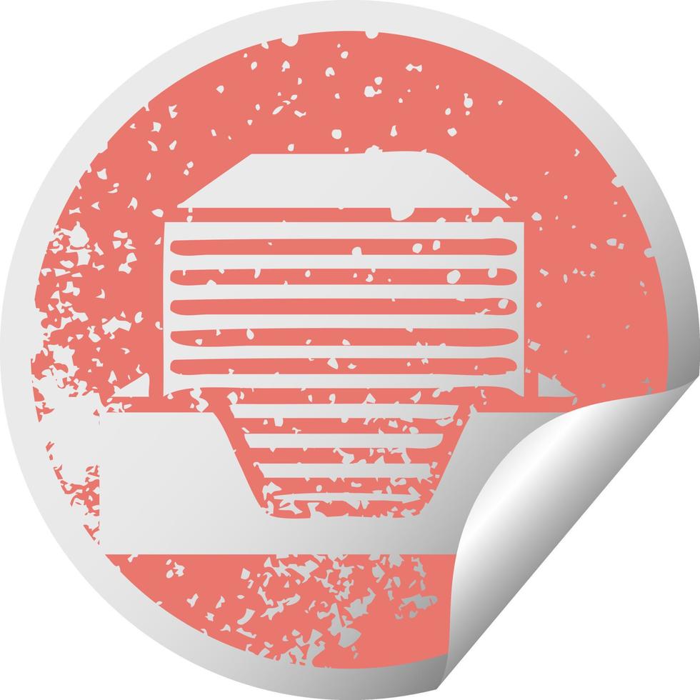 distressed circular peeling sticker symbol stack of office papers vector
