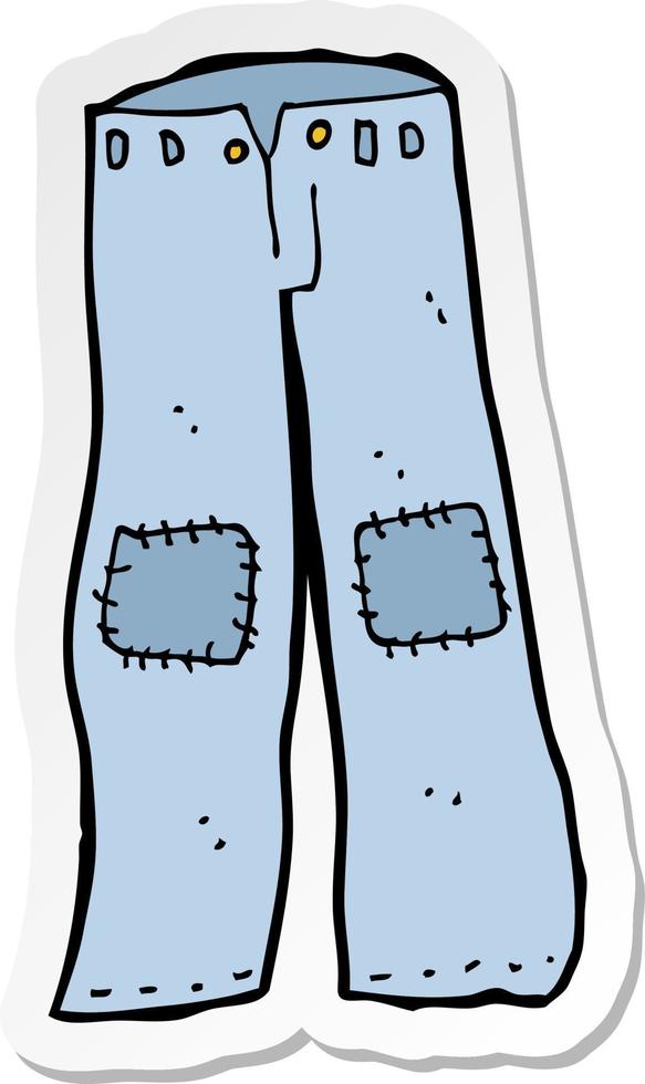 pegatina de una caricatura de jeans viejos remendados vector