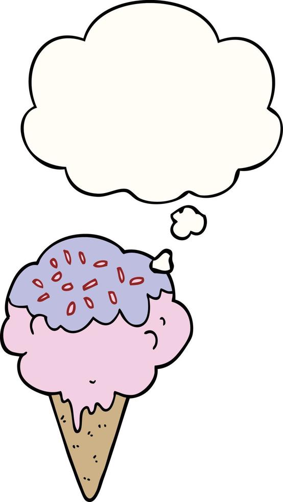 cartoon ice cream and thought bubble vector