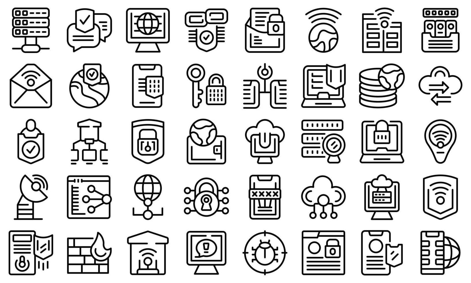 VPN icons set outline vector. Shield protect vector