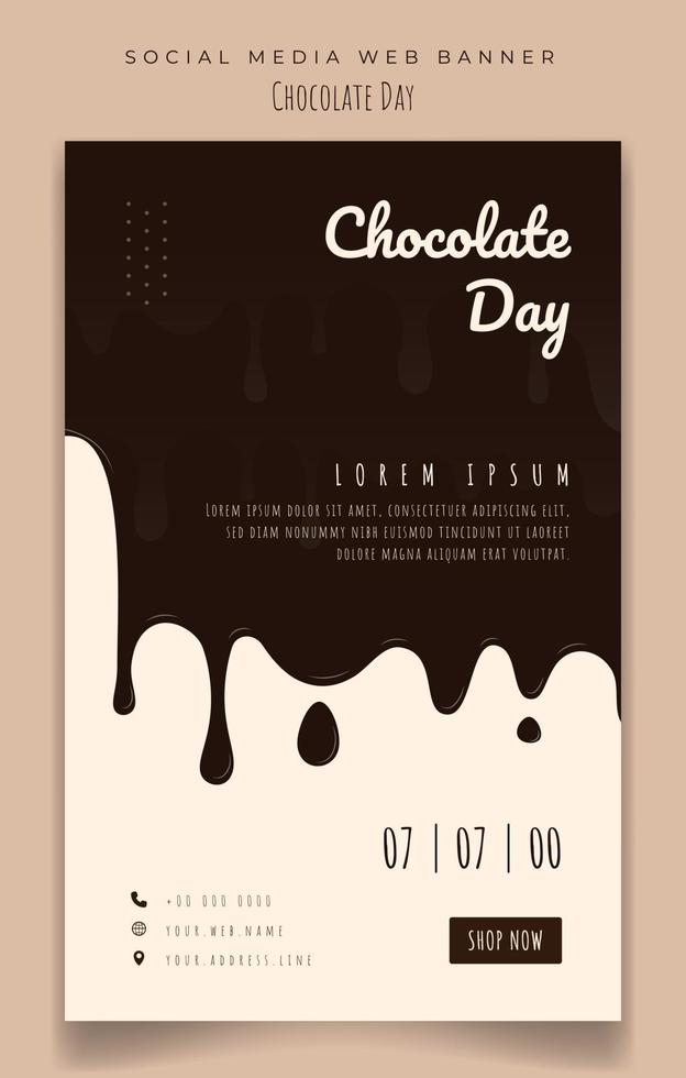 plantilla de banner de retrato para el diseño publicitario del día del chocolate vector
