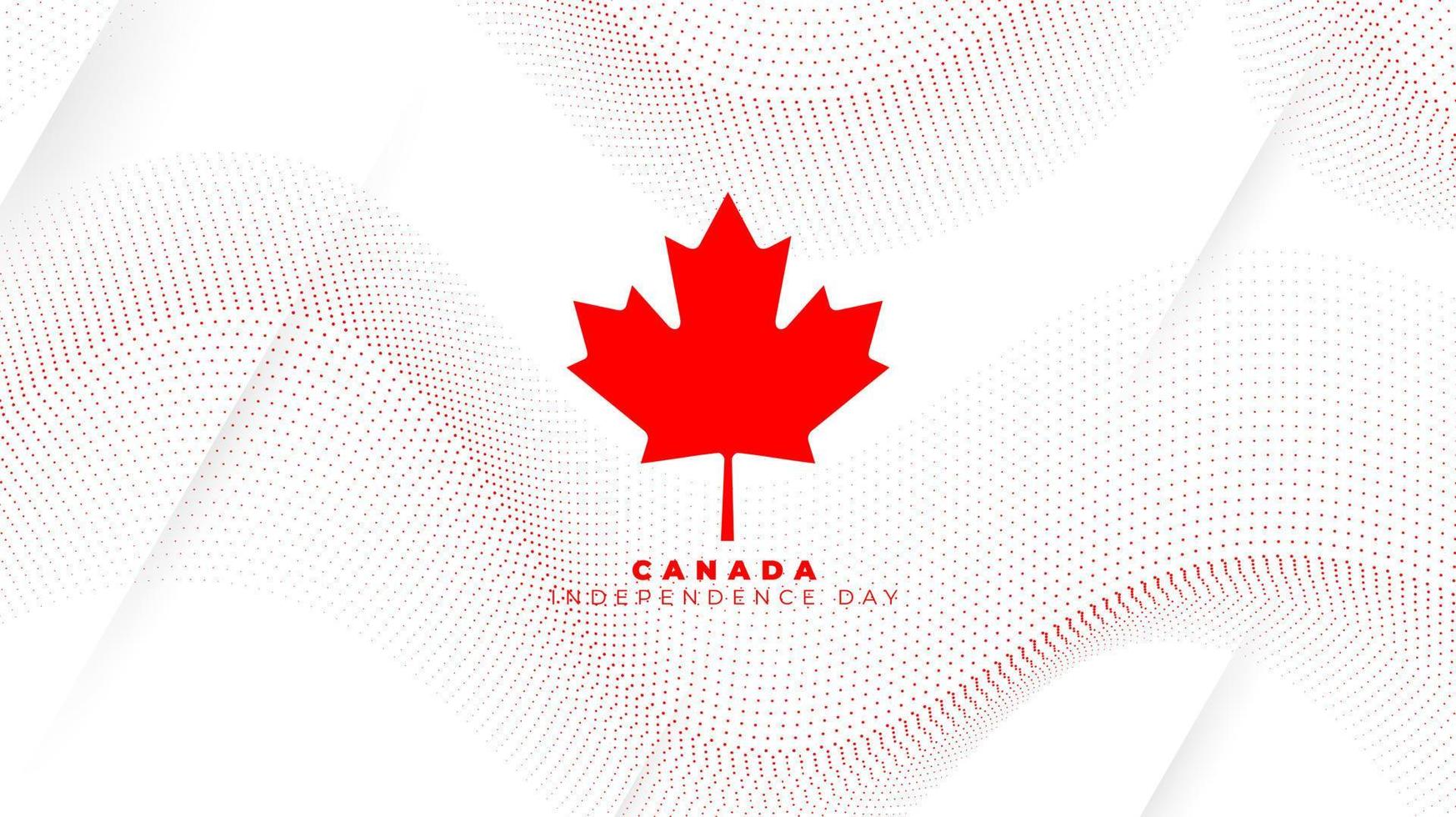 puntos ondeantes en fondo blanco con hoja de arce en la bandera de canadá para el diseño del día de la independencia de canadá vector