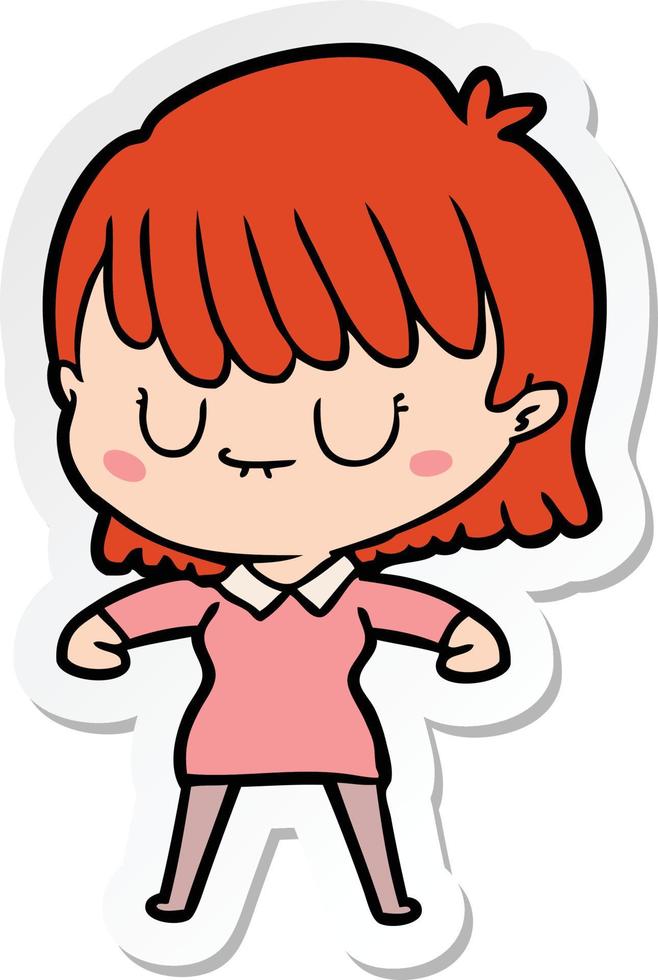 sticker of a cartoon woman vector