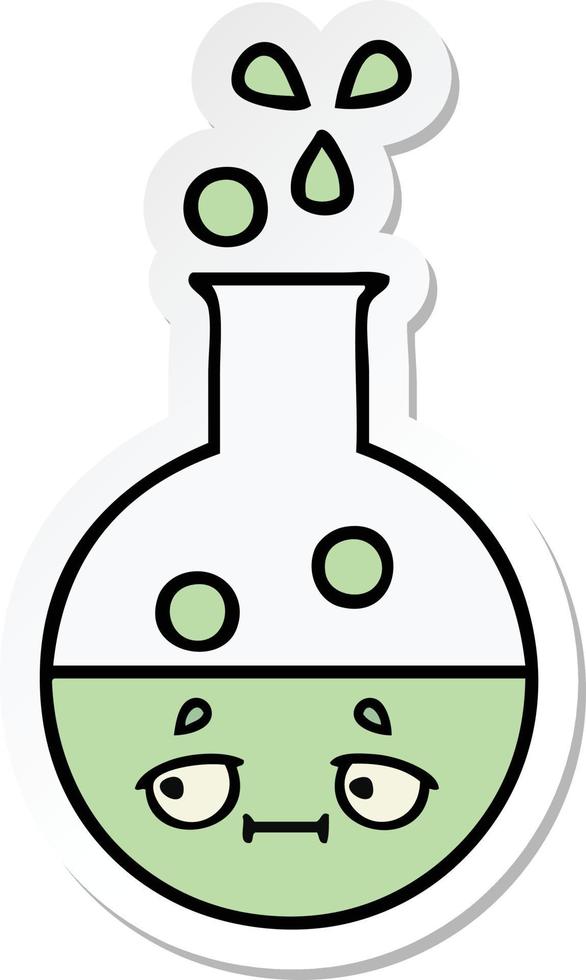 sticker of a cute cartoon test tube vector