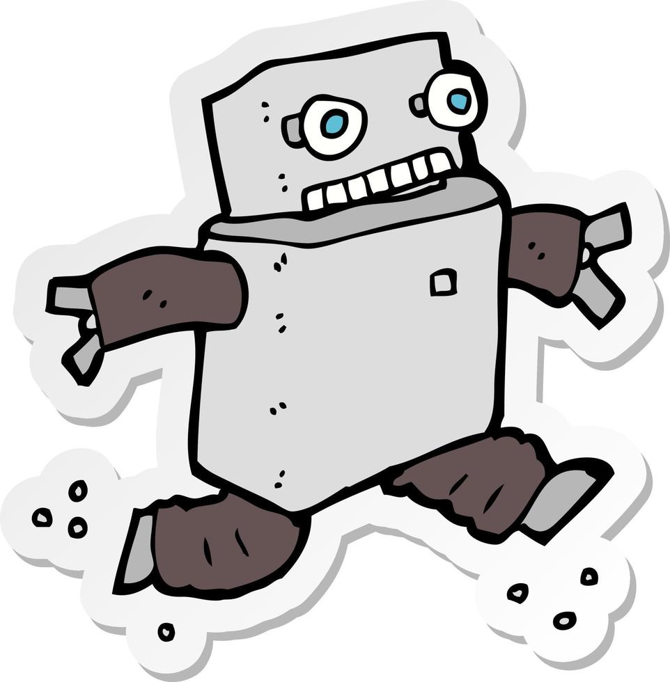 sticker of a cartoon running robot vector