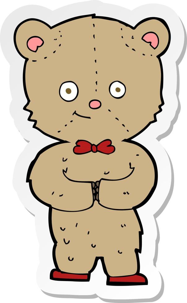 sticker of a cartoon teddy bear vector