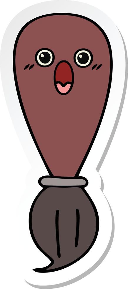 sticker of a cute cartoon paint brush vector