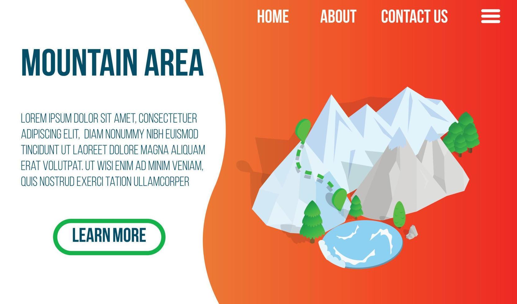 Mountain area concept banner, isometric style vector