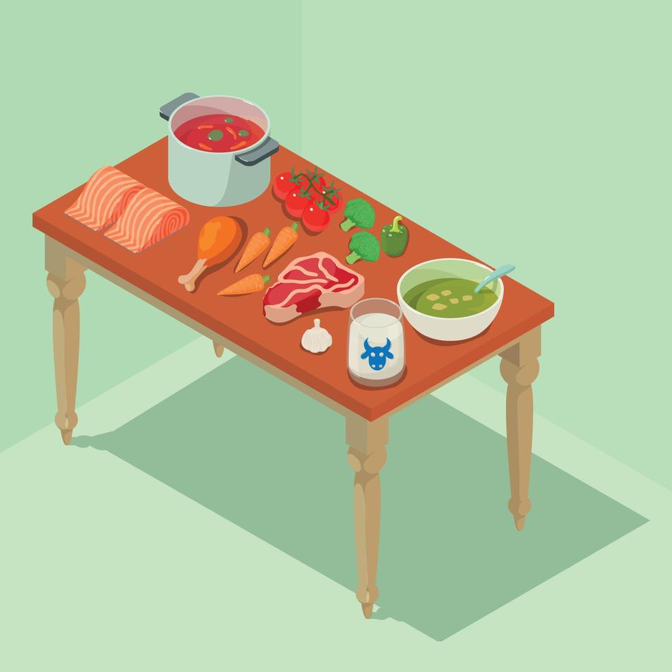 Homemade food concept banner, isometric style vector