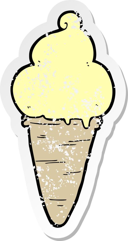 distressed sticker of a cartoon ice cream vector
