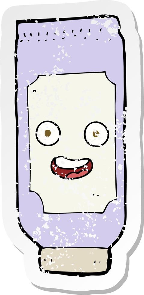 retro distressed sticker of a cartoon tube of cream vector